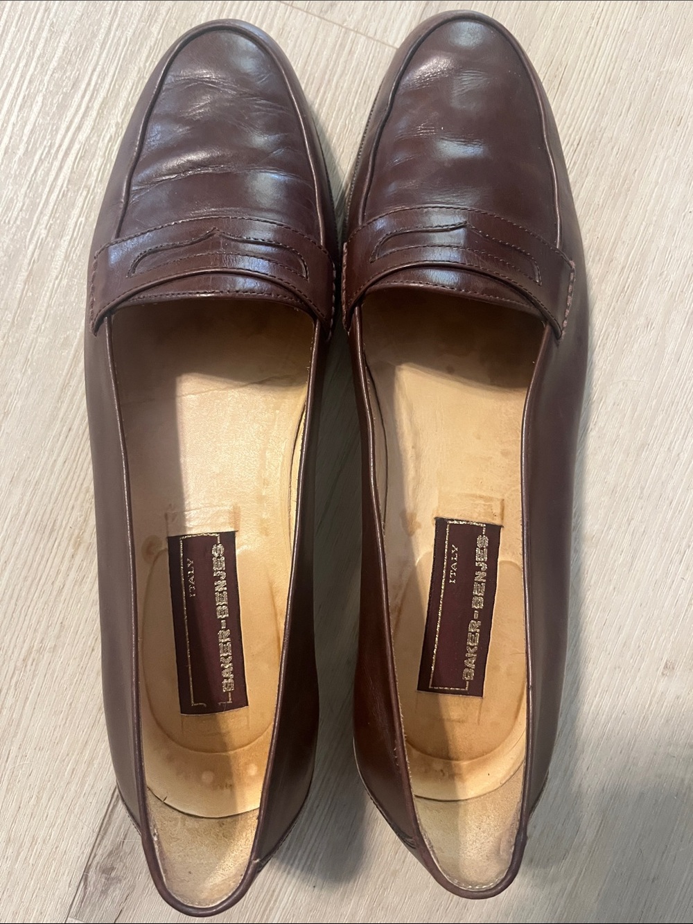 Men's Luxury Italian Baker -Benjes Brown Leather Penny Loafers